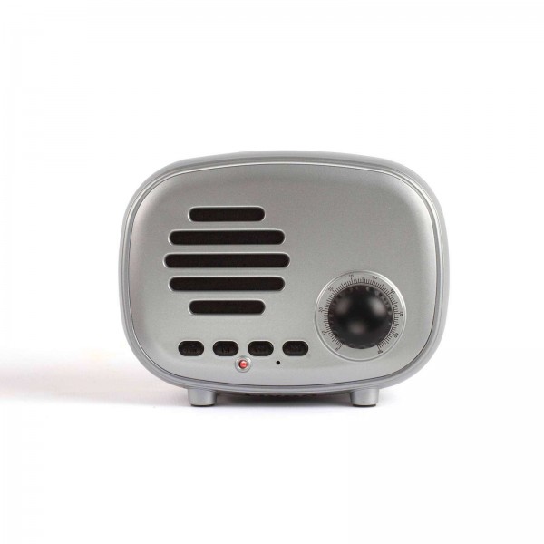 LIVOO Lautsprecher Bluetooth FM-Radio Mini-Retro mit Mikro Akku TES202S silber