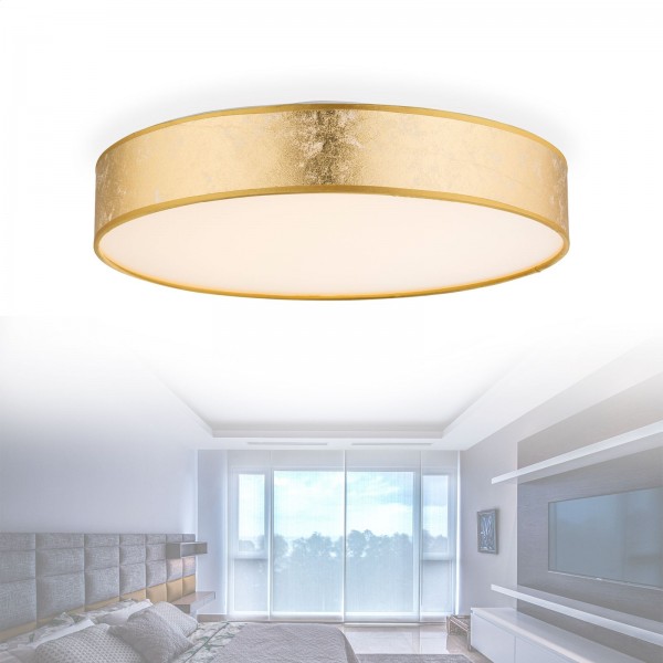 Deckenleuchte LED Wohnzimmer Schlafzimmer Deckenlampe Textil Gold mit Pflegetuch